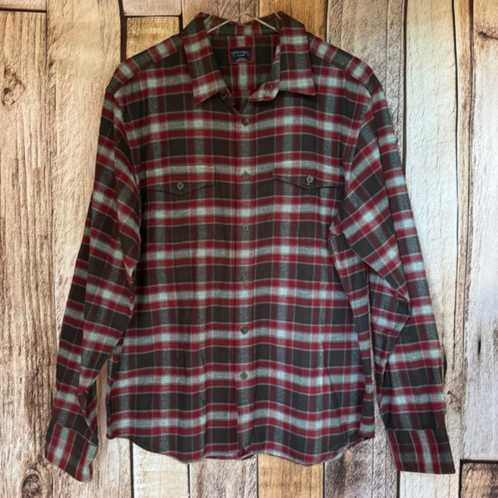UNTUCKit Manning Plaid Button-Down Shirt Gray Red Cotton Classic Casual XL